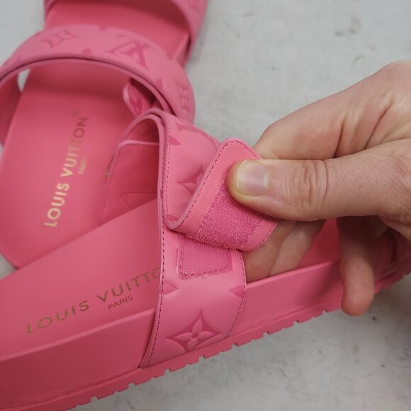 LOUIS VUITTON Pink LV Monogram Bom Dia Flat Slide Sandal - Picture 12 of 12